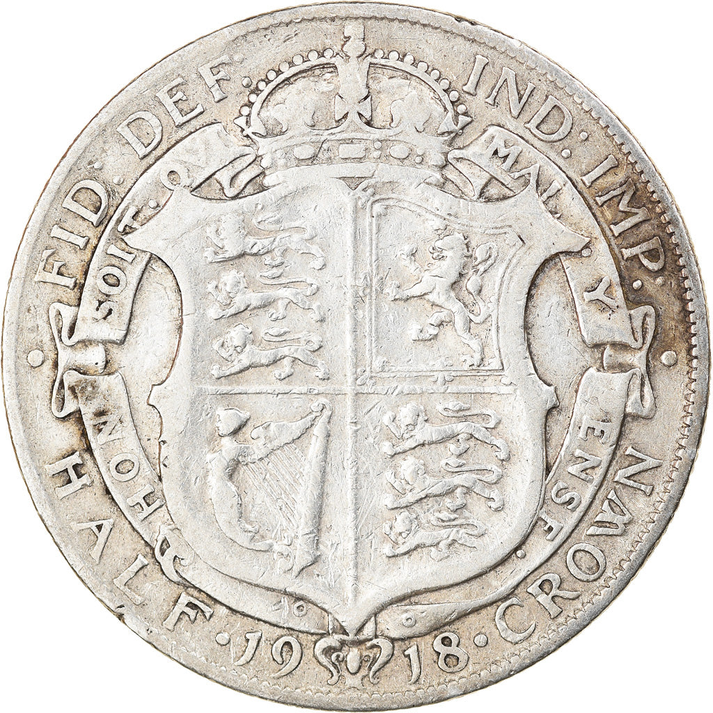 Moneta, Gran Bretagna, George V, 1/2 Crown, 1918, MB+, Argento, KM:818.1