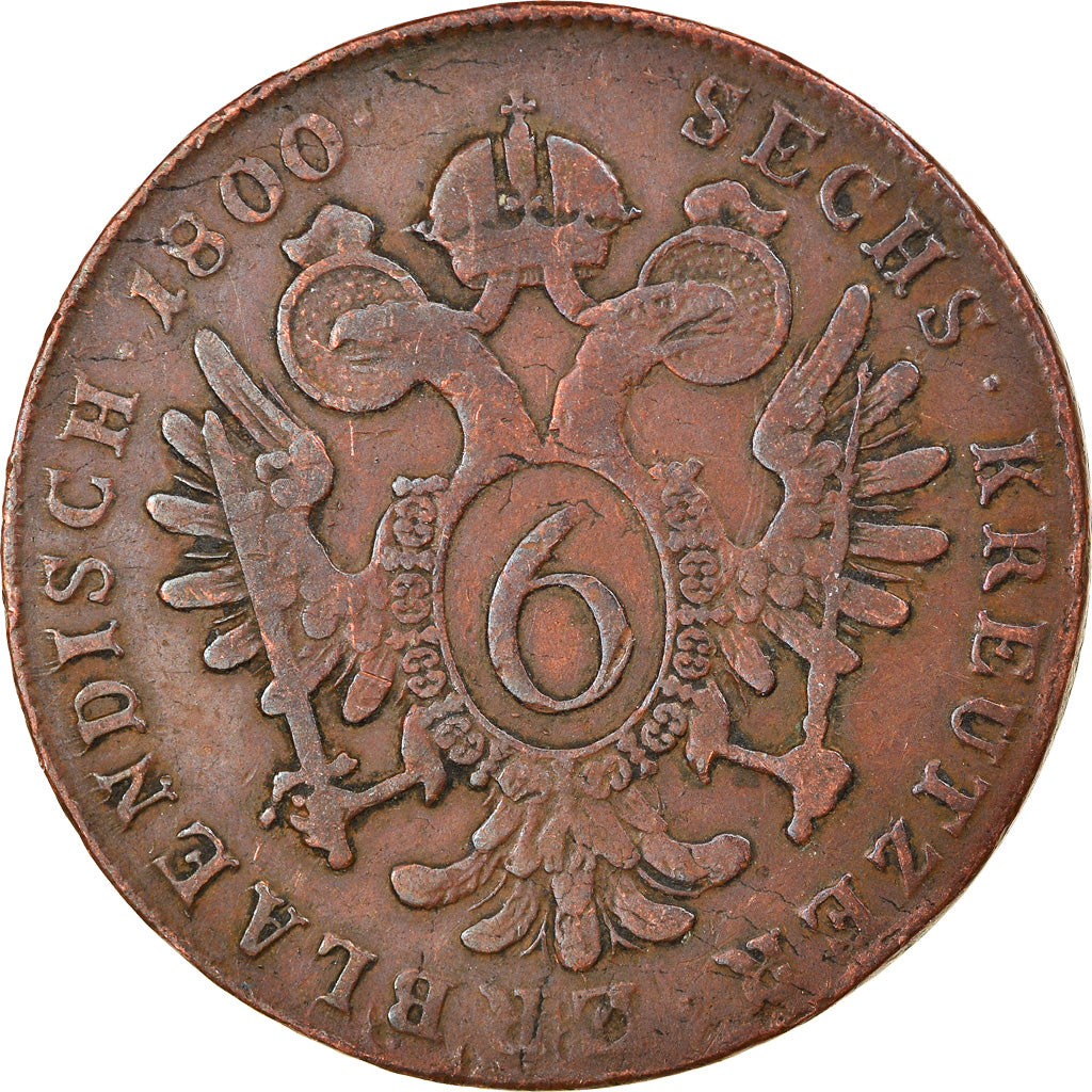 Monnaie, Autriche, Franz II (I), 6 Kreuzer, 1800, TB+, Cuivre, KM:2128