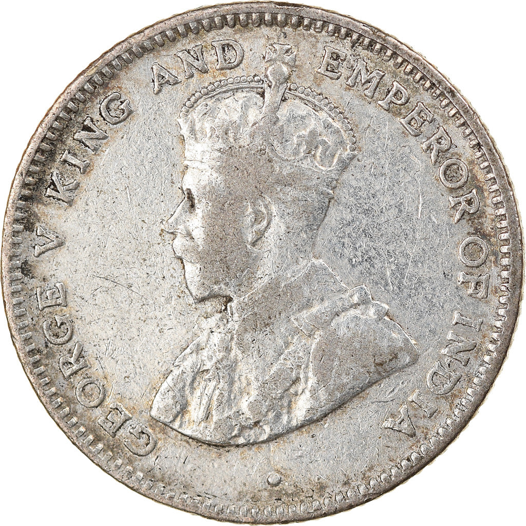Münze, Ceylon, George V, 25 Cents, 1920, S+, Silber, KM:105a
