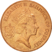Coin, Guernsey, Elizabeth II, 2 Pence, 1990, AU(55-58), Bronze, KM:41
