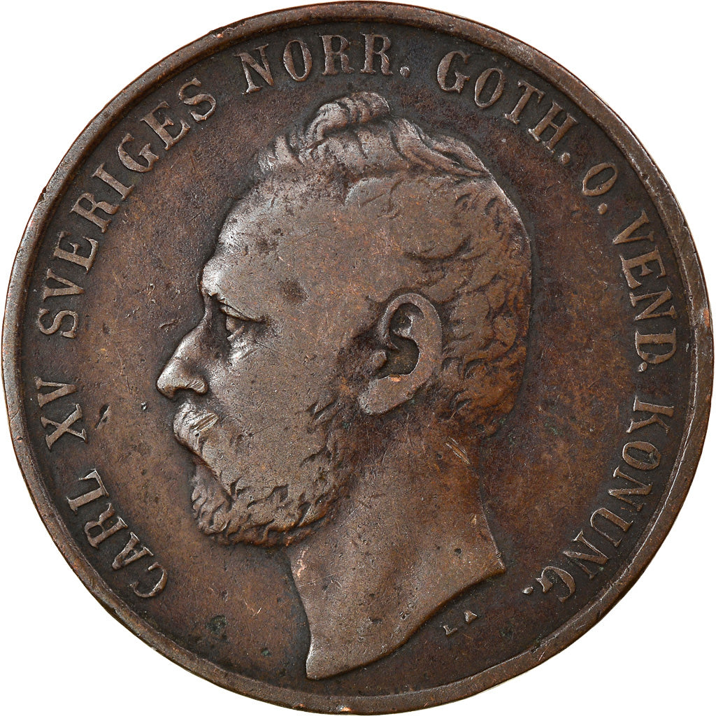 Moneta, Svezia, Carl XV Adolf, 5 Öre, 1872, MB+, Bronzo, KM:707