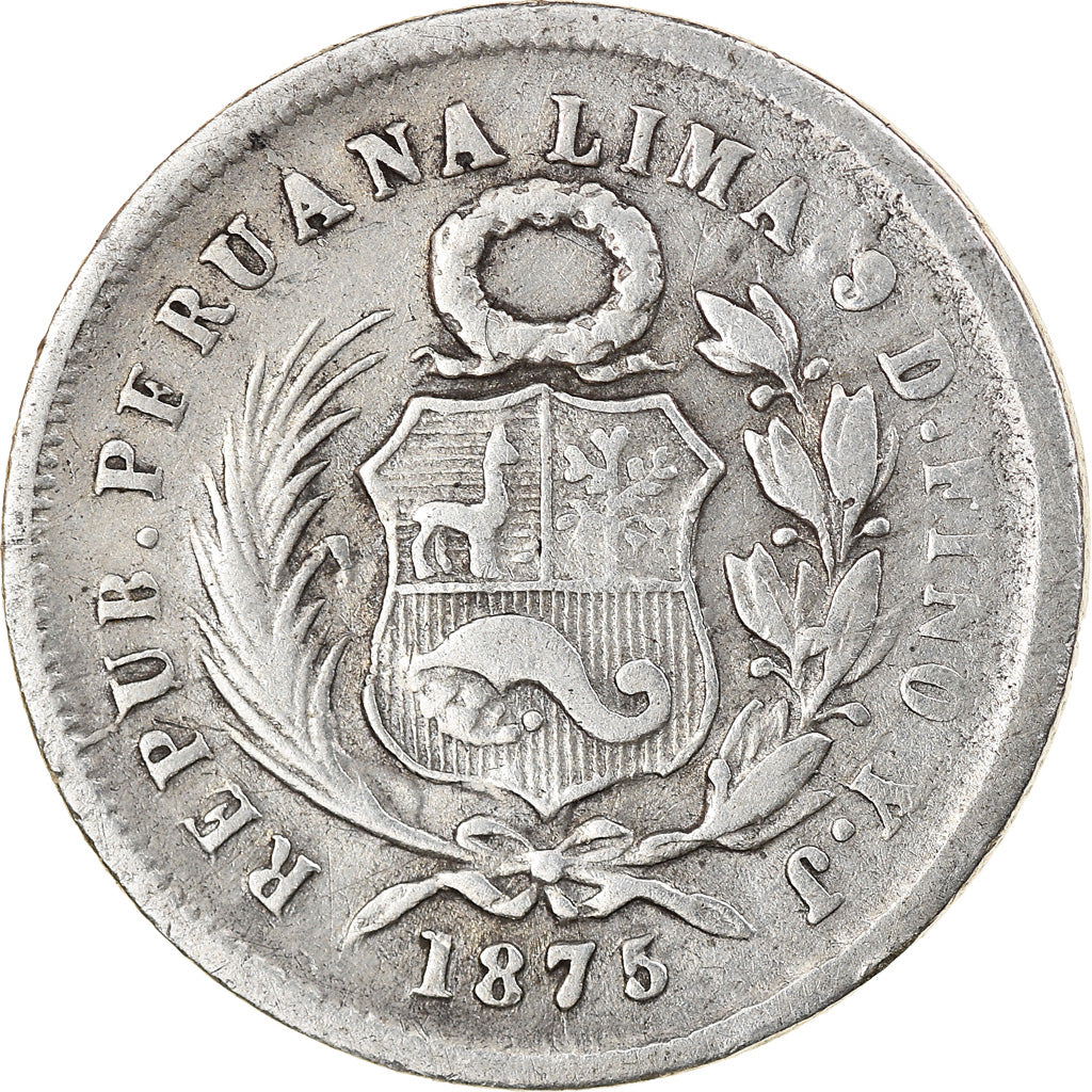 Monnaie, Pérou, SOUTH PERU, Dinero, 1875, Lima, TB+, Argent, KM:190