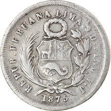 Monnaie, Pérou, SOUTH PERU, Dinero, 1875, Lima, TB+, Argent, KM:190