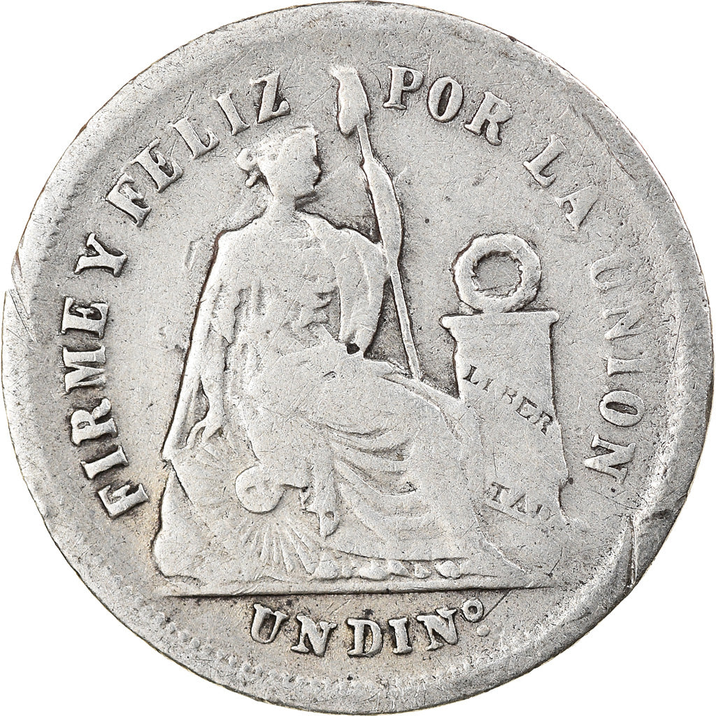 Monnaie, Pérou, SOUTH PERU, Dinero, 1875, Lima, TB+, Argent, KM:190