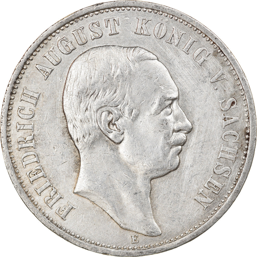 Moneta, Stati tedeschi, SAXONY-ALBERTINE, Friedrich August III, 3 Mark, 1909