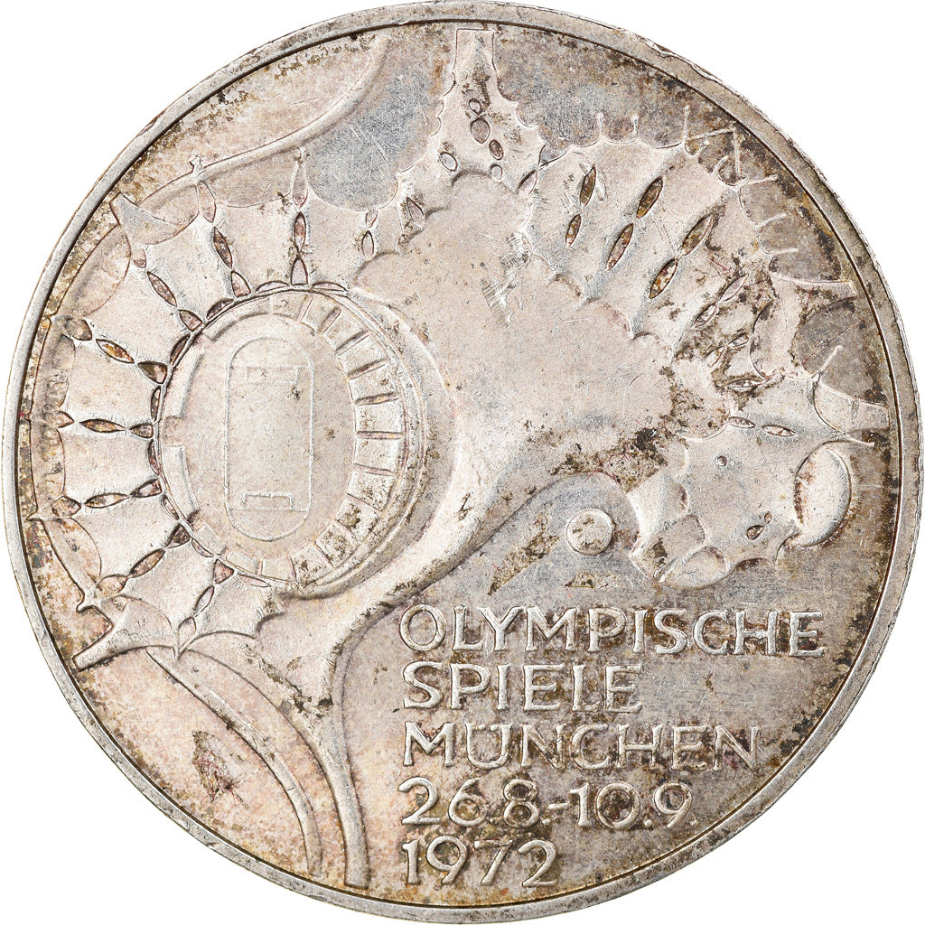 Coin, GERMANY - FEDERAL REPUBLIC, 10 Mark, 1972, Karlsruhe, EF(40-45), Silver