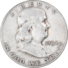 Coin, United States, Franklin Half Dollar, Half Dollar, 1954, U.S. Mint, Denver