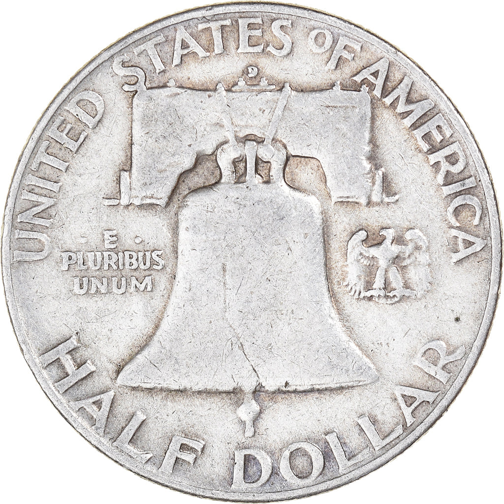 Coin, United States, Franklin Half Dollar, Half Dollar, 1954, U.S. Mint, Denver