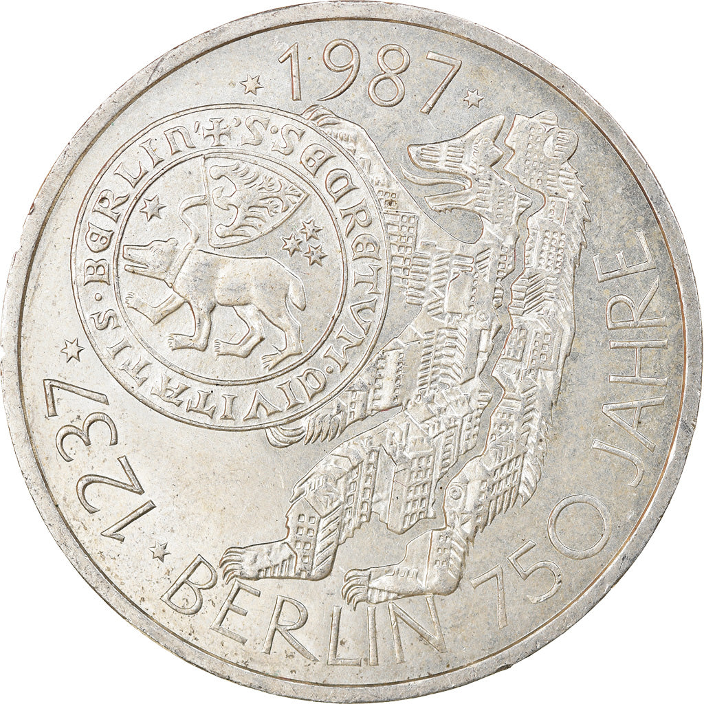 Moneta, Niemcy - RFN, 10 Mark, 1987, Hamburg, Germany, EF(40-45), Srebro, KM:166