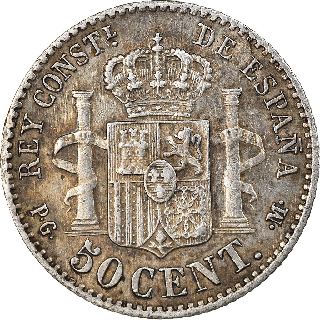 Moneta, Spagna, Alfonso XIII, 50 Centimos, 1892, Madrid, BB, Argento, KM:690