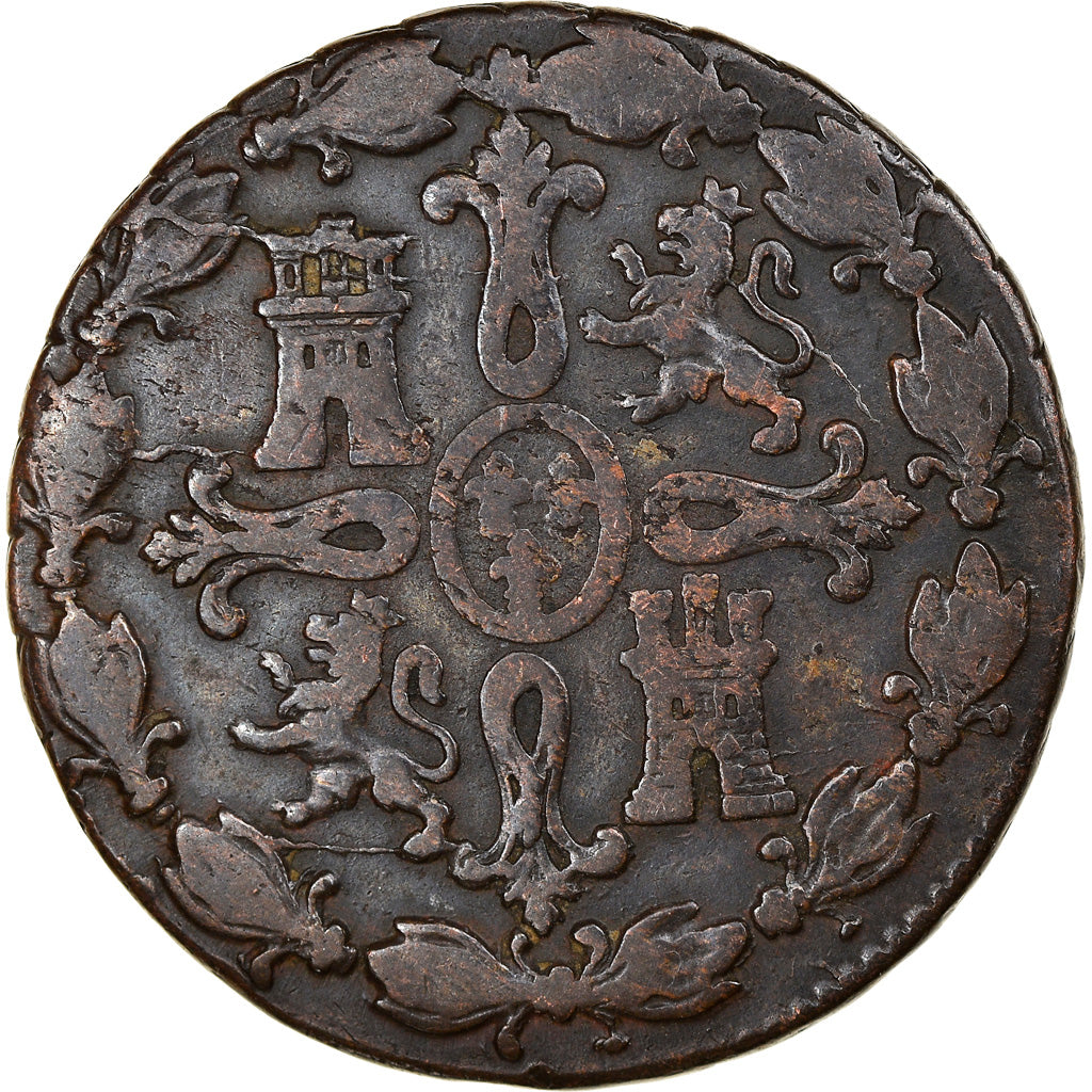 Münze, Spanien, Ferdinand VII, 8 Maravedis, 1833, Segovia, S+, Kupfer, KM:486.1