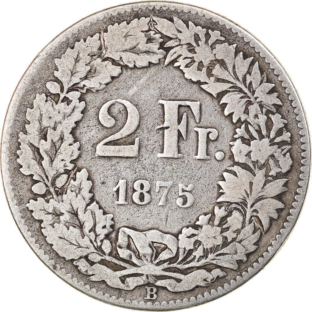 Monnaie, Suisse, 2 Francs, 1875, Bern, TB, Argent, KM:21