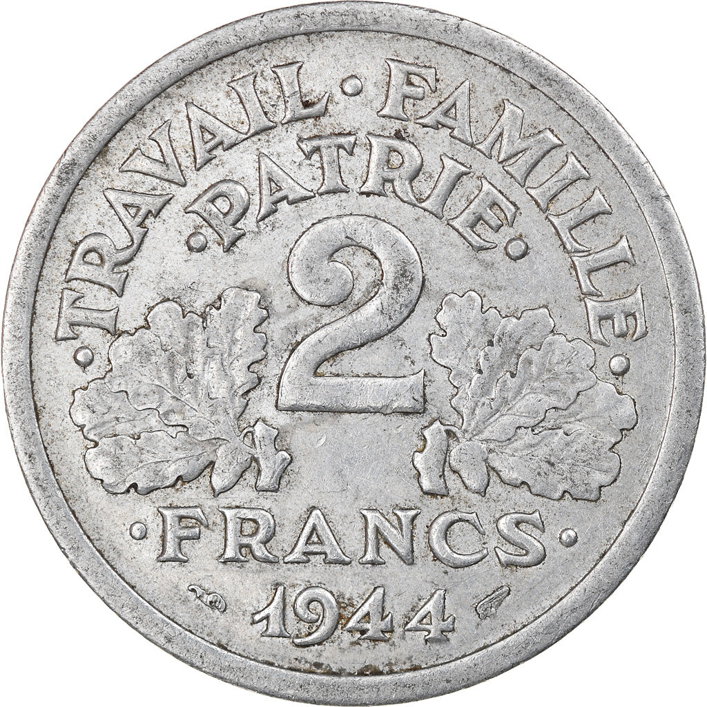 Moneta, Francja, Bazor, 2 Francs, 1944, Castelsarrasin, VF(30-35), Aluminium
