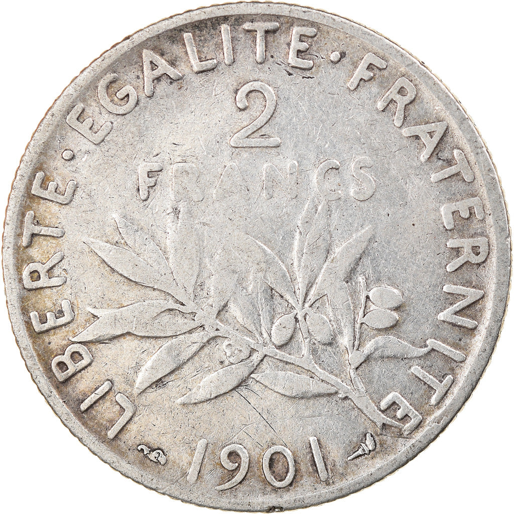 Moeda, França, Semeuse, 2 Francs, 1901, Paris, VF(30-35), Prata, KM:845.1
