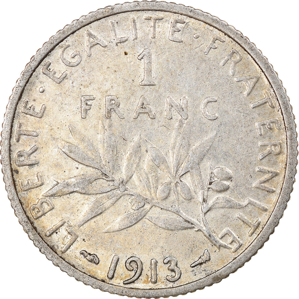 Moeda, França, Semeuse, Franc, 1913, Paris, VF(30-35), Prata, KM:844.1