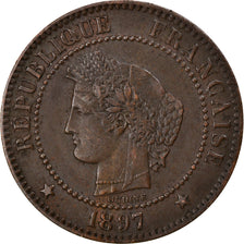 Moneta, Francia, Cérès, 2 Centimes, 1897, Paris, BB, Bronzo, KM:827.1