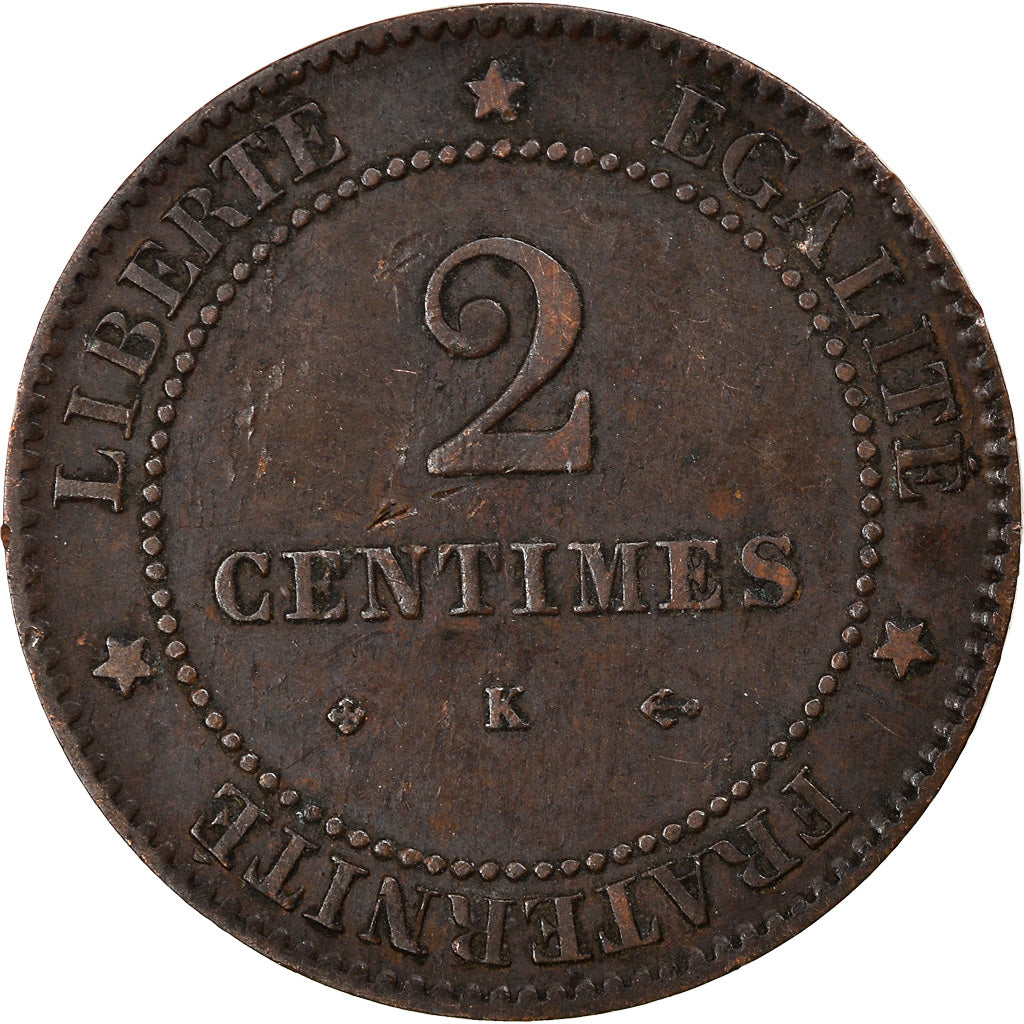 Monnaie, France, Cérès, 2 Centimes, 1878, Bordeaux, TB+, Bronze, Gadoury:105