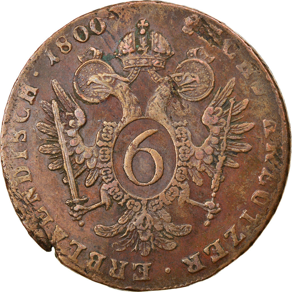 Monnaie, Autriche, Franz II (I), 6 Kreuzer, 1800, TTB, Cuivre, KM:2128
