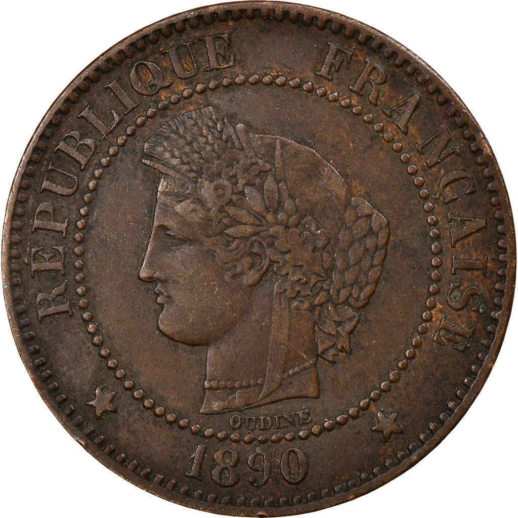 Munten, Frankrijk, Cérès, 2 Centimes, 1890, Paris, FR+, Bronze, KM:827.1