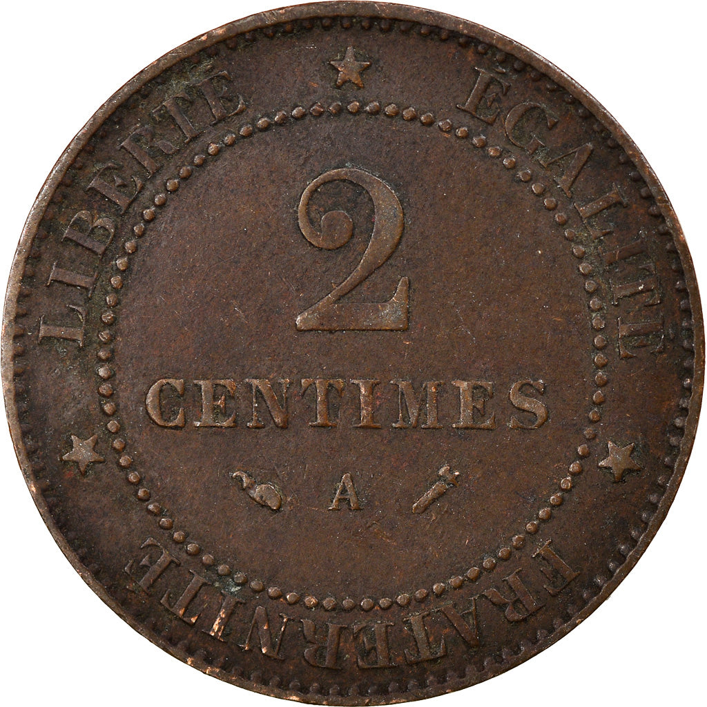 Munten, Frankrijk, Cérès, 2 Centimes, 1890, Paris, FR+, Bronze, KM:827.1