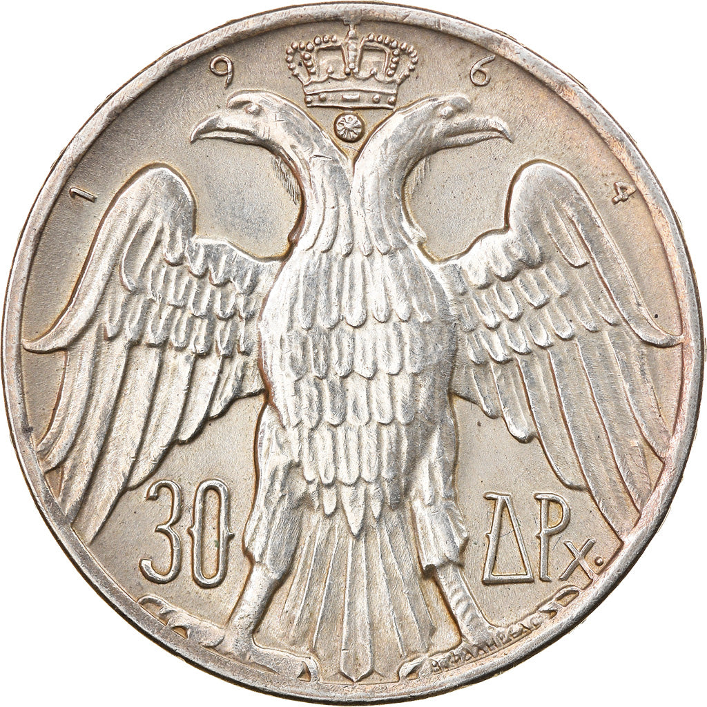 Moneta, Grecia, Constantine II, 30 Drachmai, 1969, SPL-, Argento, KM:87