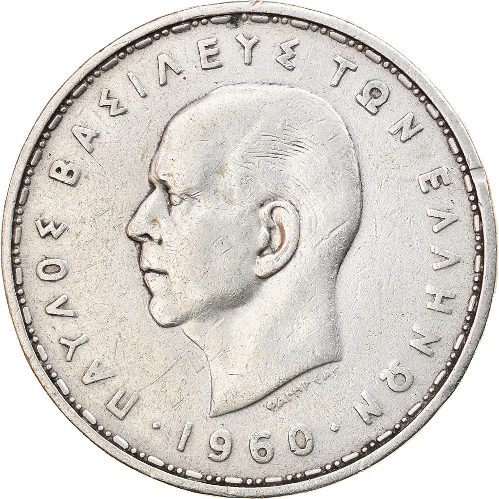 Münze, Griechenland, Paul I, 20 Drachmai, 1960, SS, Silber, KM:85