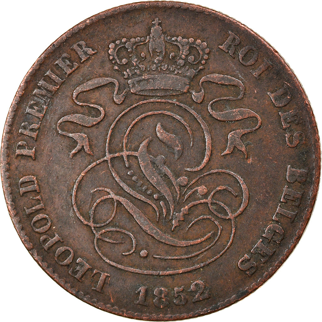 Münze, Belgien, Leopold I, 2 Centimes, 1852, S+, Kupfer, KM:4.2