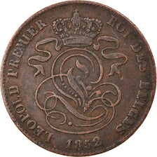 Moneda, Bélgica, Leopold I, 2 Centimes, 1852, BC+, Cobre, KM:4.2