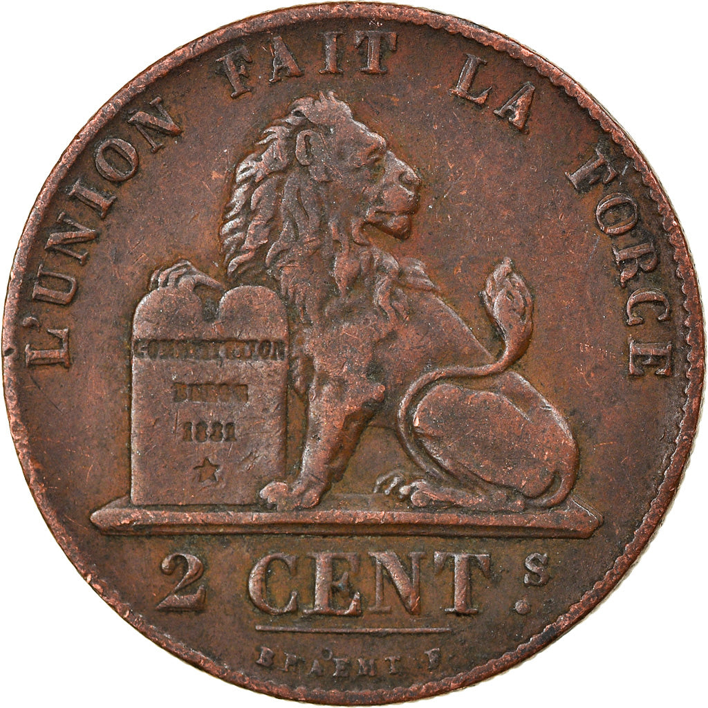 Münze, Belgien, Leopold I, 2 Centimes, 1852, S+, Kupfer, KM:4.2