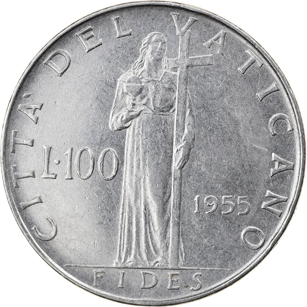Monnaie, Cité du Vatican, Pius XII, 100 Lire, 1955, Roma, TTB, Stainless Steel