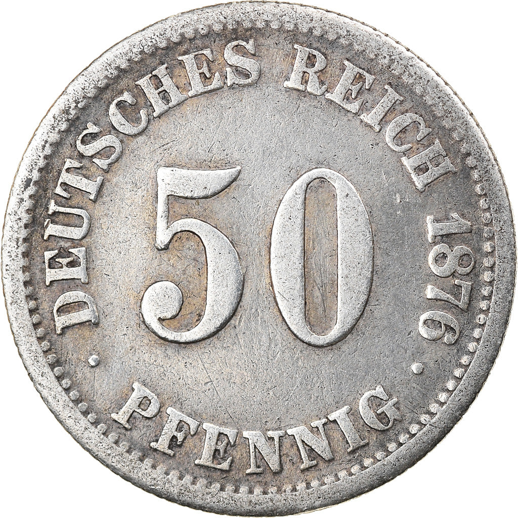 Coin, GERMANY - EMPIRE, Wilhelm I, 50 Pfennig, 1876, Stuttgart, VF(20-25)