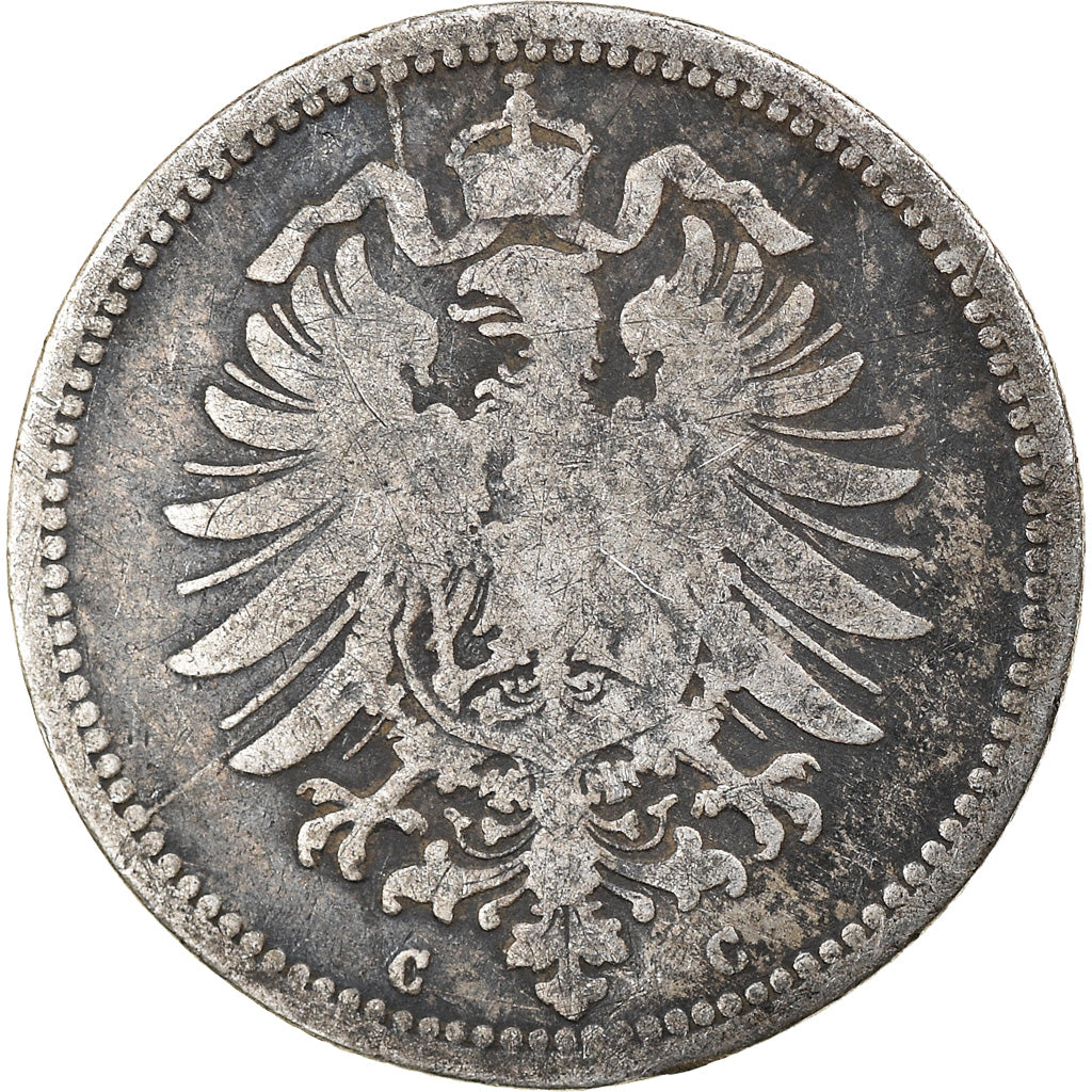 Monnaie, GERMANY - EMPIRE, Wilhelm I, 20 Pfennig, 1876, Frankfurt am Main, TB