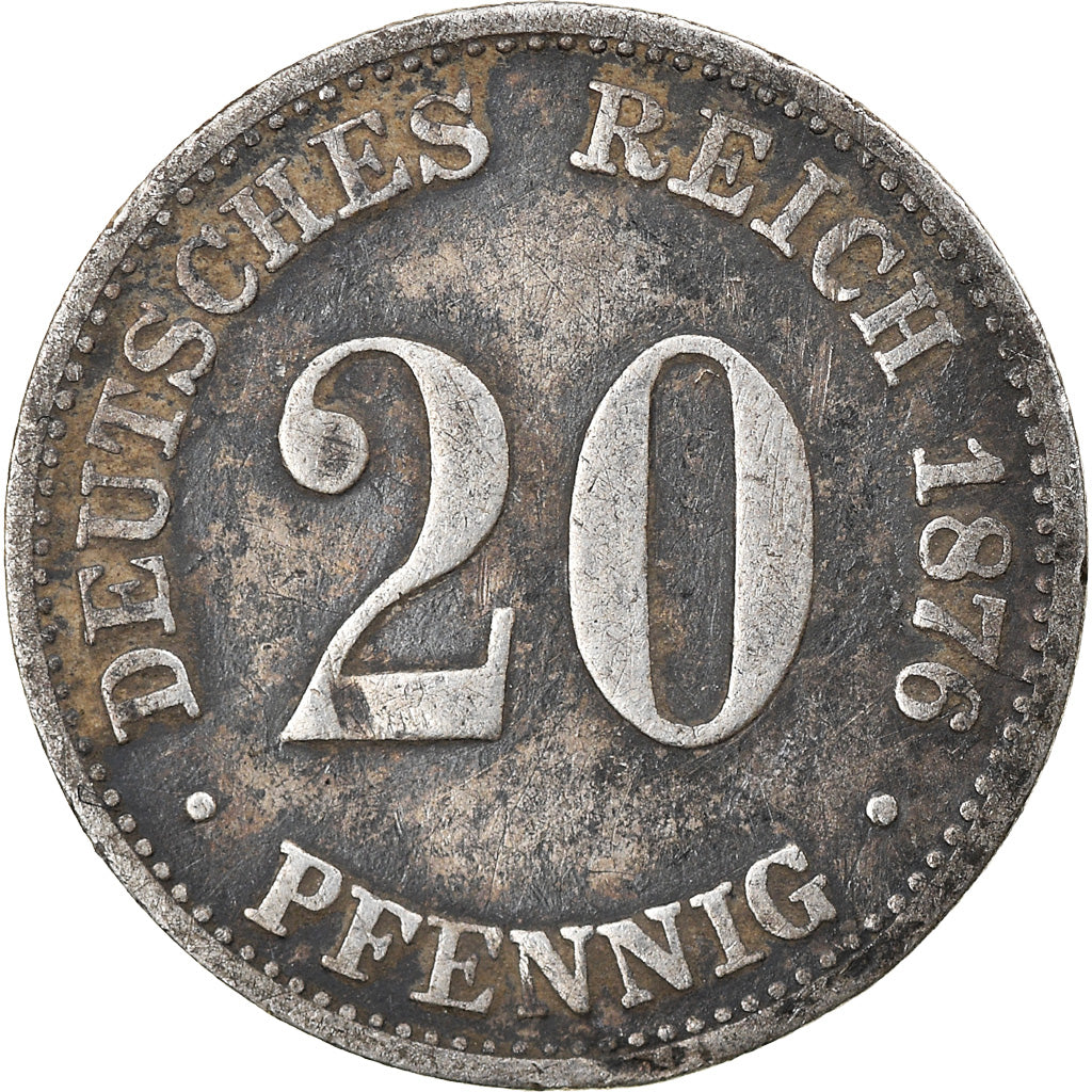 Monnaie, GERMANY - EMPIRE, Wilhelm I, 20 Pfennig, 1876, Frankfurt am Main, TB