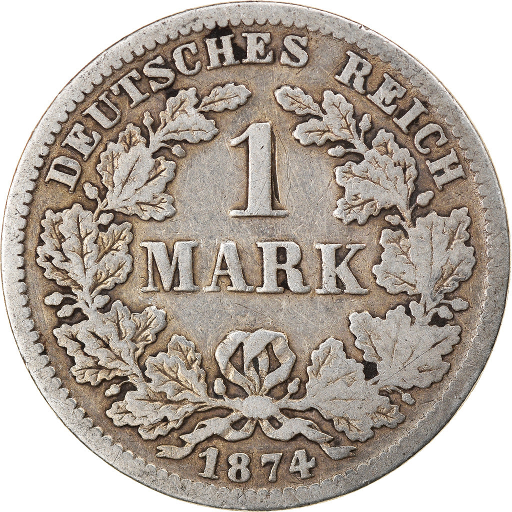 Moneta, GERMANIA - IMPERO, Wilhelm I, Mark, 1874, Stuttgart, MB+, Argento, KM:7
