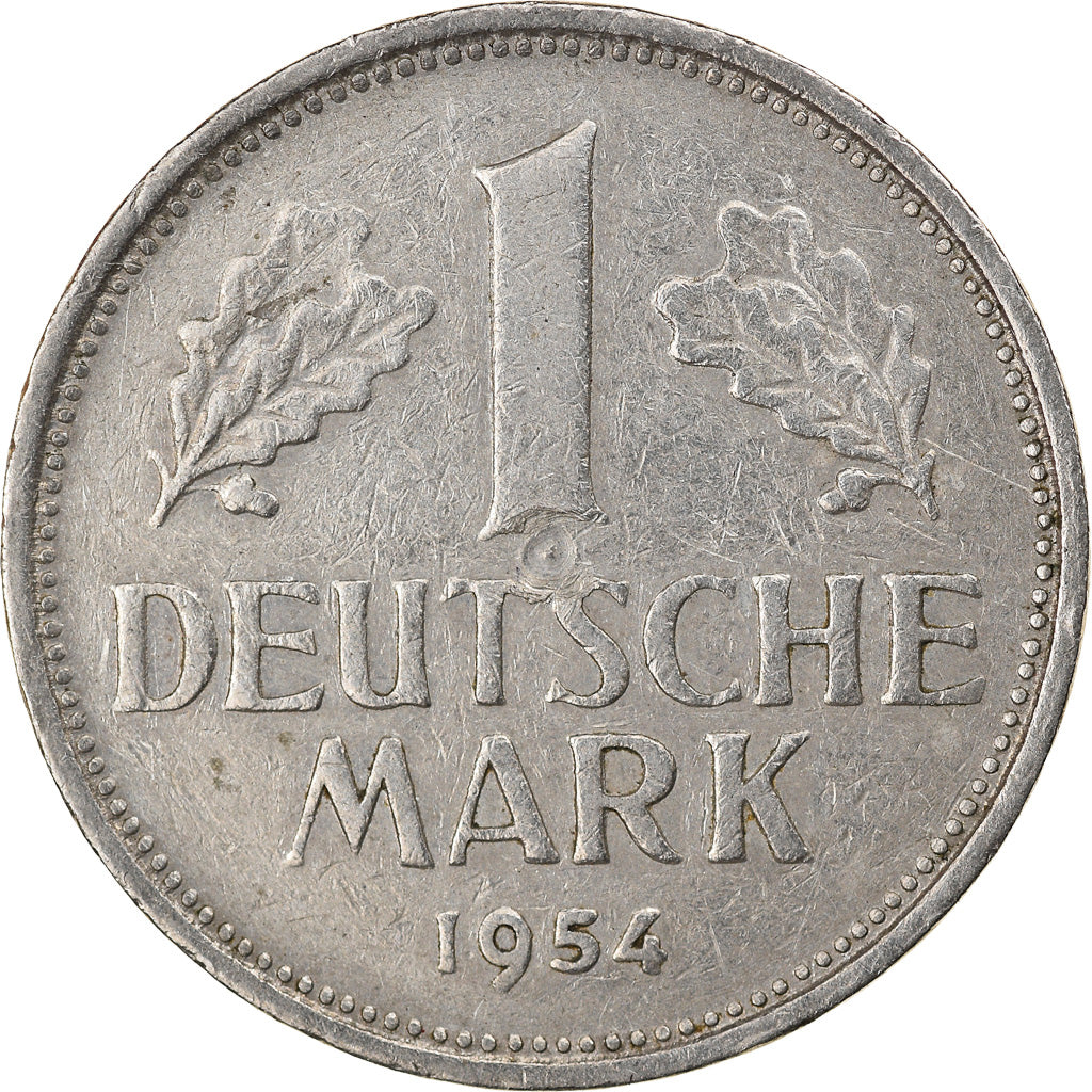 Coin, GERMANY - FEDERAL REPUBLIC, Mark, 1954, Karlsruhe, EF(40-45)