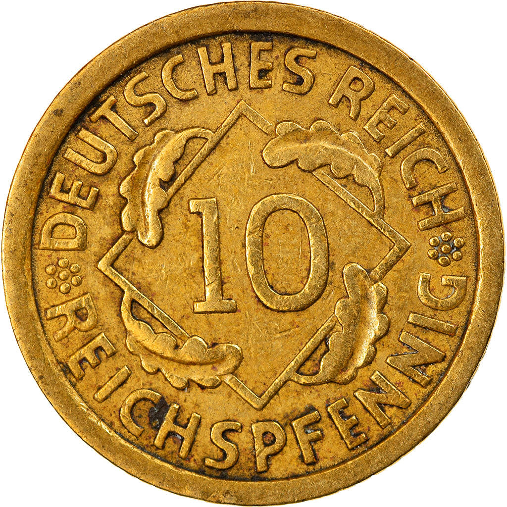 Moneta, GERMANIA, REPUBBLICA DI WEIMAR, 10 Reichspfennig, 1932, Stuttgart, BB