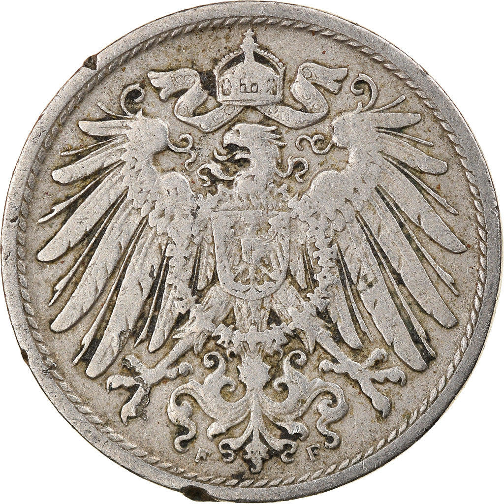 Monnaie, GERMANY - EMPIRE, Wilhelm II, 10 Pfennig, 1907, Stuttgart, TB+