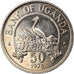 Coin, Uganda, 50 Cents, 1976, AU(55-58), Copper-Nickel Plated Steel, KM:4a