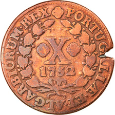 Moneta, Portogallo, Jose I, 10 Reis, X; 1/2 Vinten, 1752, B+, Rame, KM:243.1