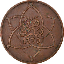 Moneta, Marocco, Yusuf, 10 Mazunas, 1921/AH1340, bi-Bariz, Paris, BB, Bronzo