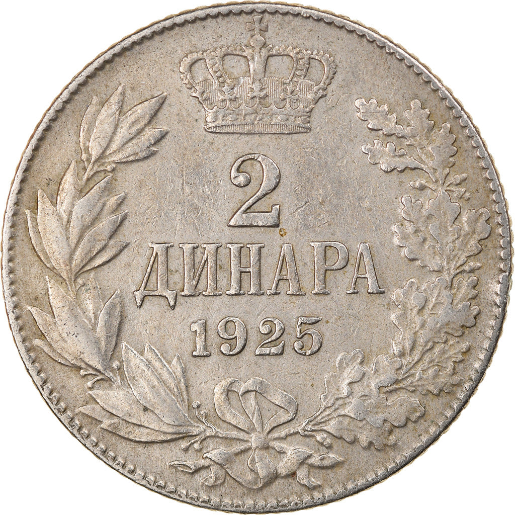 Coin, Yugoslavia, Alexander I, 2 Dinara, 1925, EF(40-45), Nickel-Bronze, KM:6