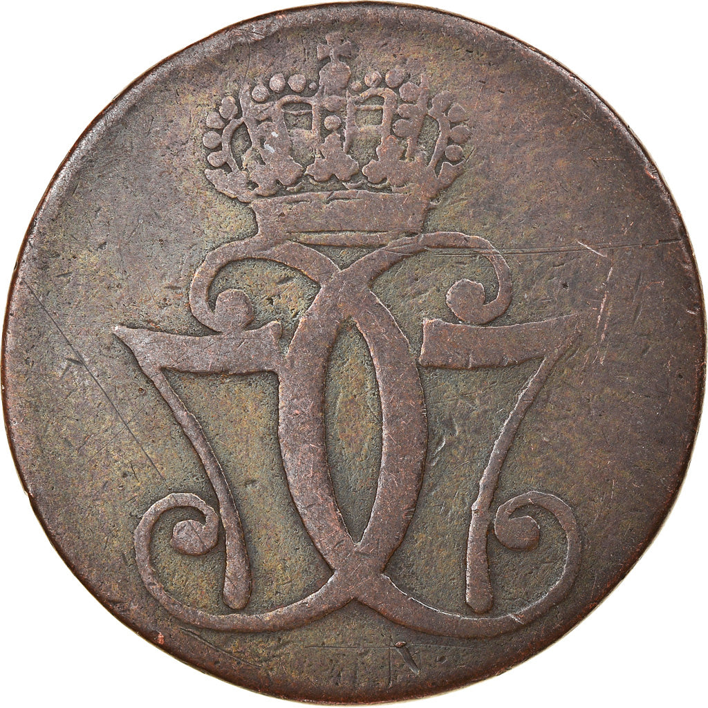 Moneta, Danimarca, Christian VII, Skilling, 1771, Copenhagen, MB, Rame, KM:616.1