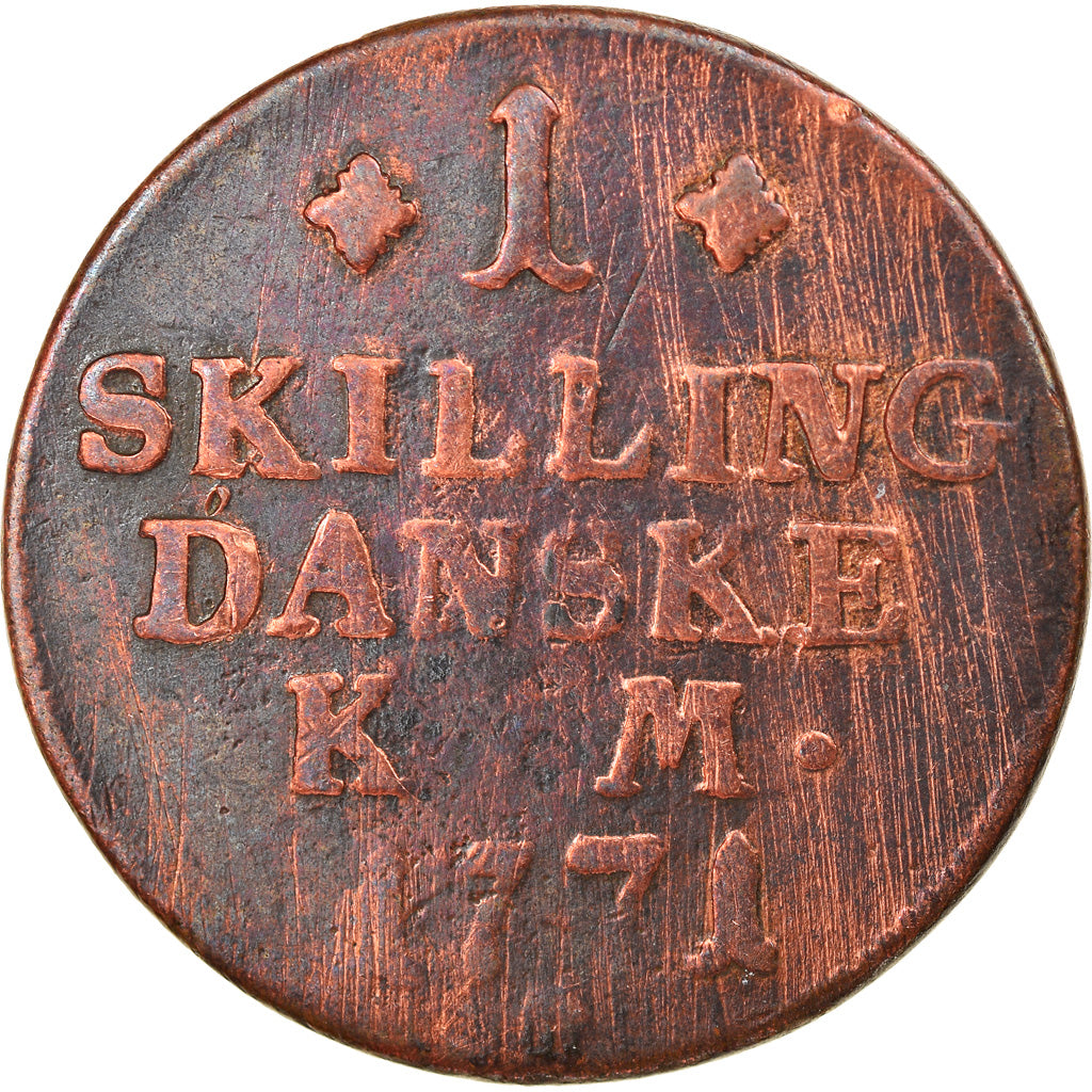 Monnaie, Danemark, Christian VII, Skilling, 1771, Copenhagen, TB, Cuivre