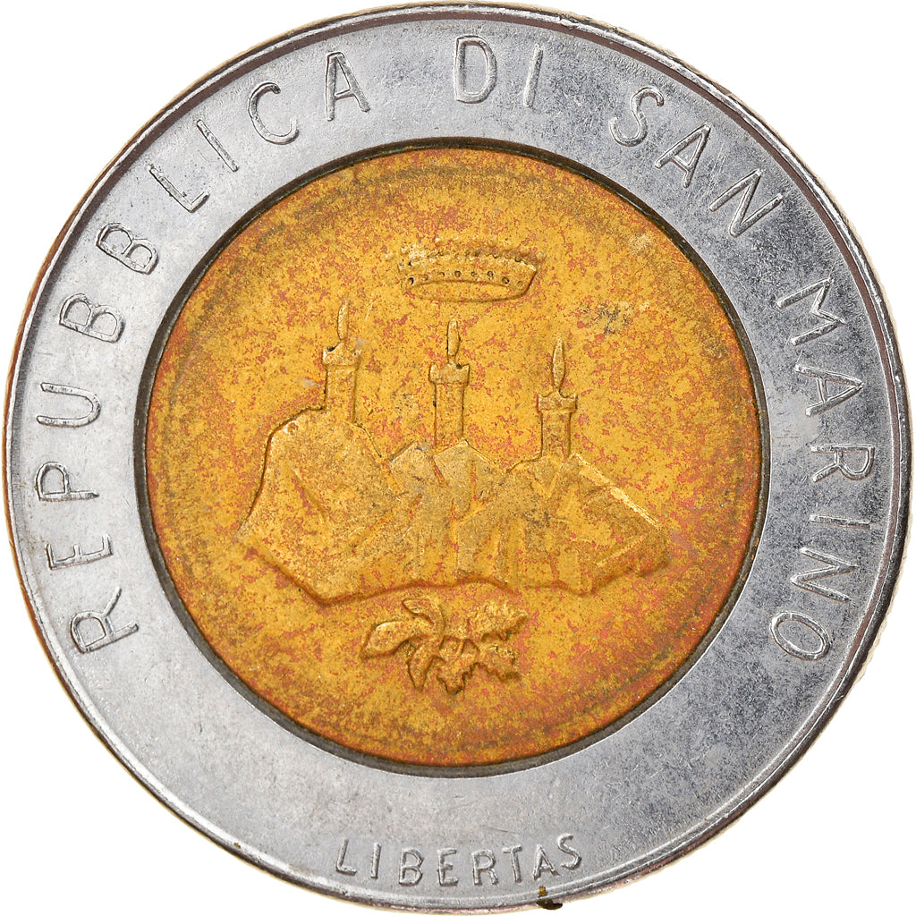 Moeda, San Marino, 500 Lire, 1986, Rome, VF(30-35), Bimetálico, KM:195