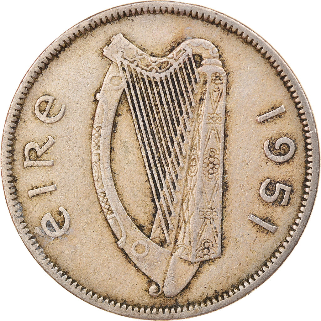 Moeda, REPÚBLICA DA IRLANDA, 1/2 Crown, 1951, VF(30-35), Cobre-níquel, KM:16a