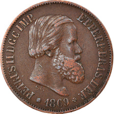 Coin, Brazil, Pedro II, 20 Reis, 1869, VF(30-35), Bronze, KM:474