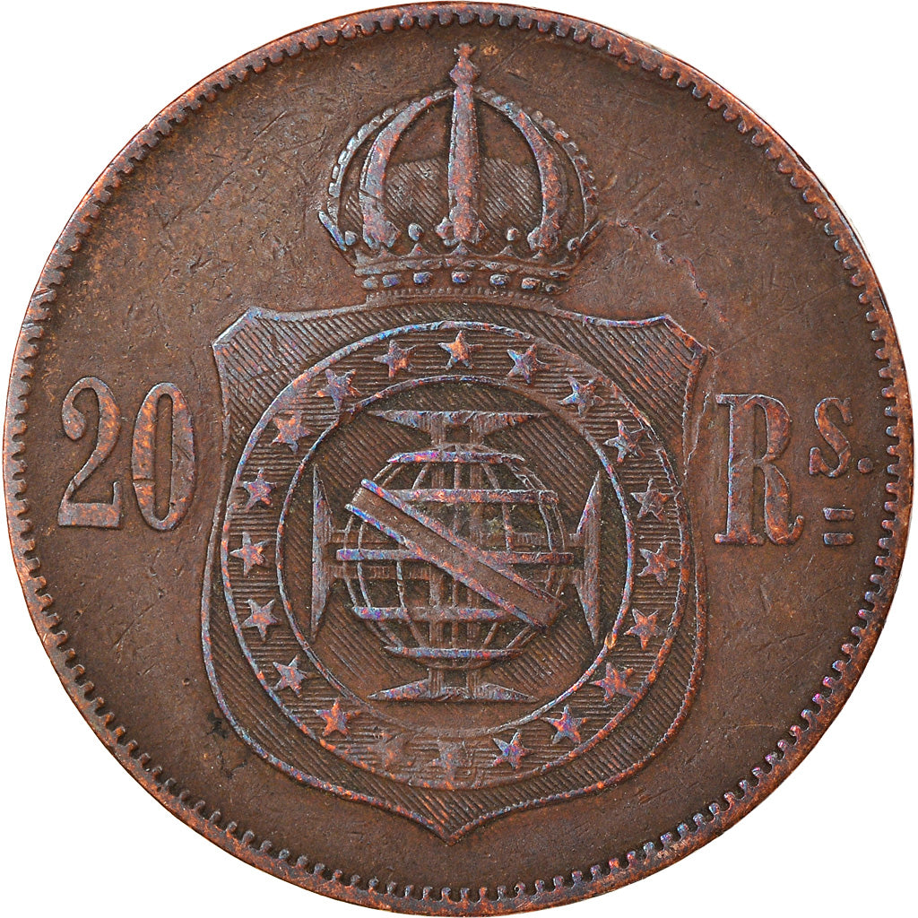 Coin, Brazil, Pedro II, 20 Reis, 1869, VF(30-35), Bronze, KM:474