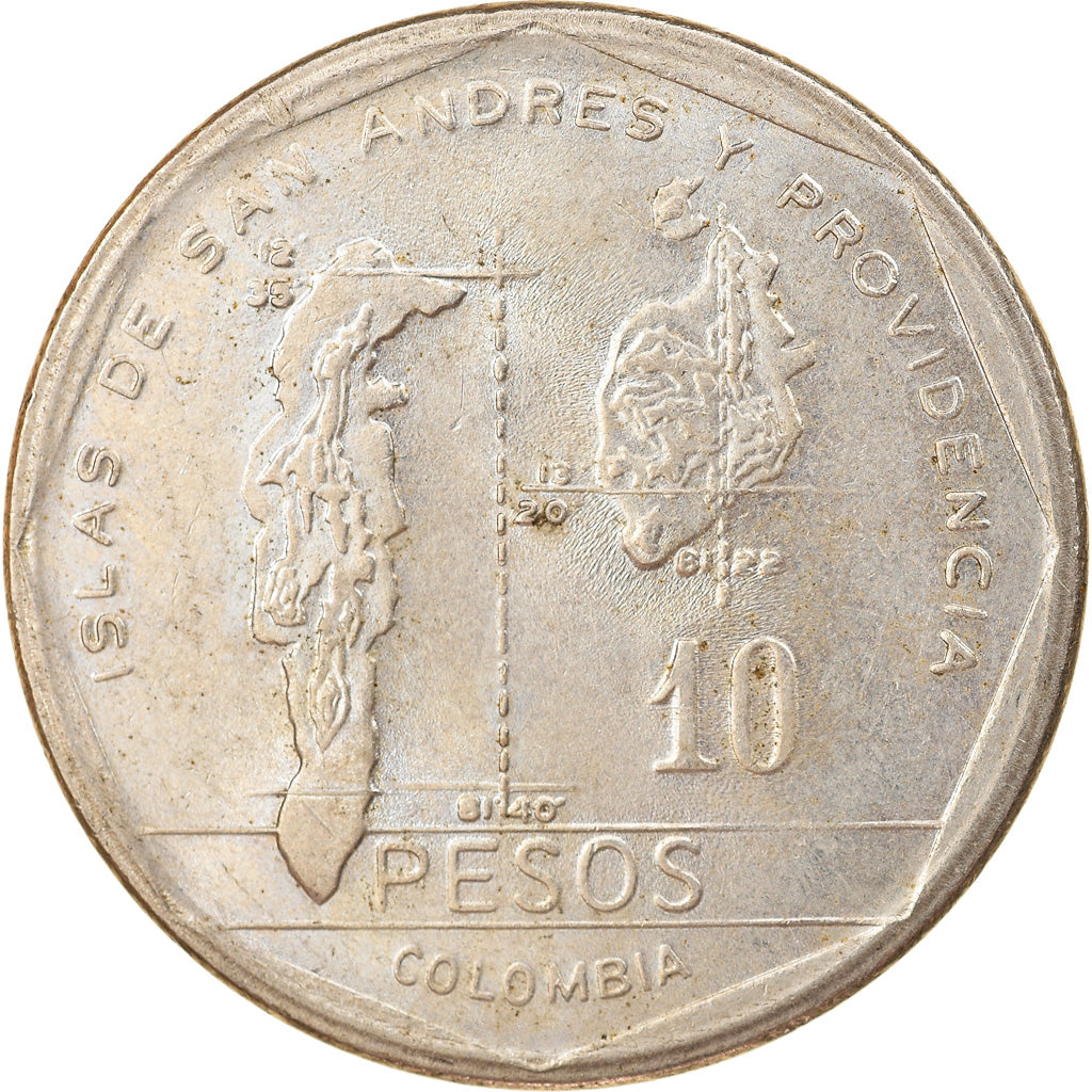 Moneta, Colombia, 10 Pesos, 1981, BB, Rame-nichel-zinco, KM:270