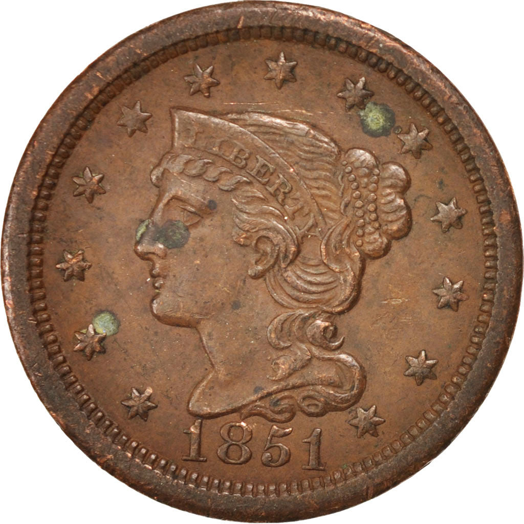 UNITED STATES, Braided Hair Cent, Cent, 1851, U.S. Mint, KM #67, EF(40-45),...