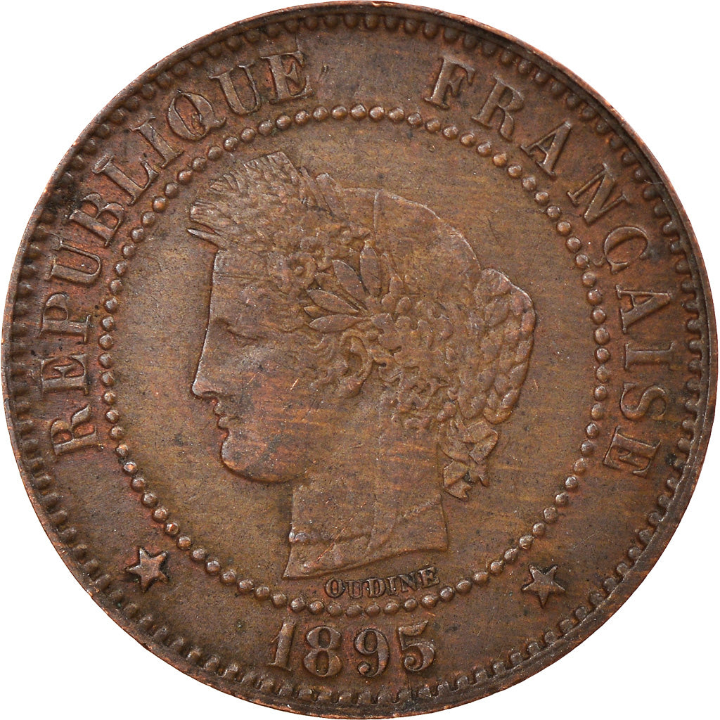 Moneta, Francia, Cérès, 2 Centimes, 1895, Paris, MB+, Bronzo, KM:827.1